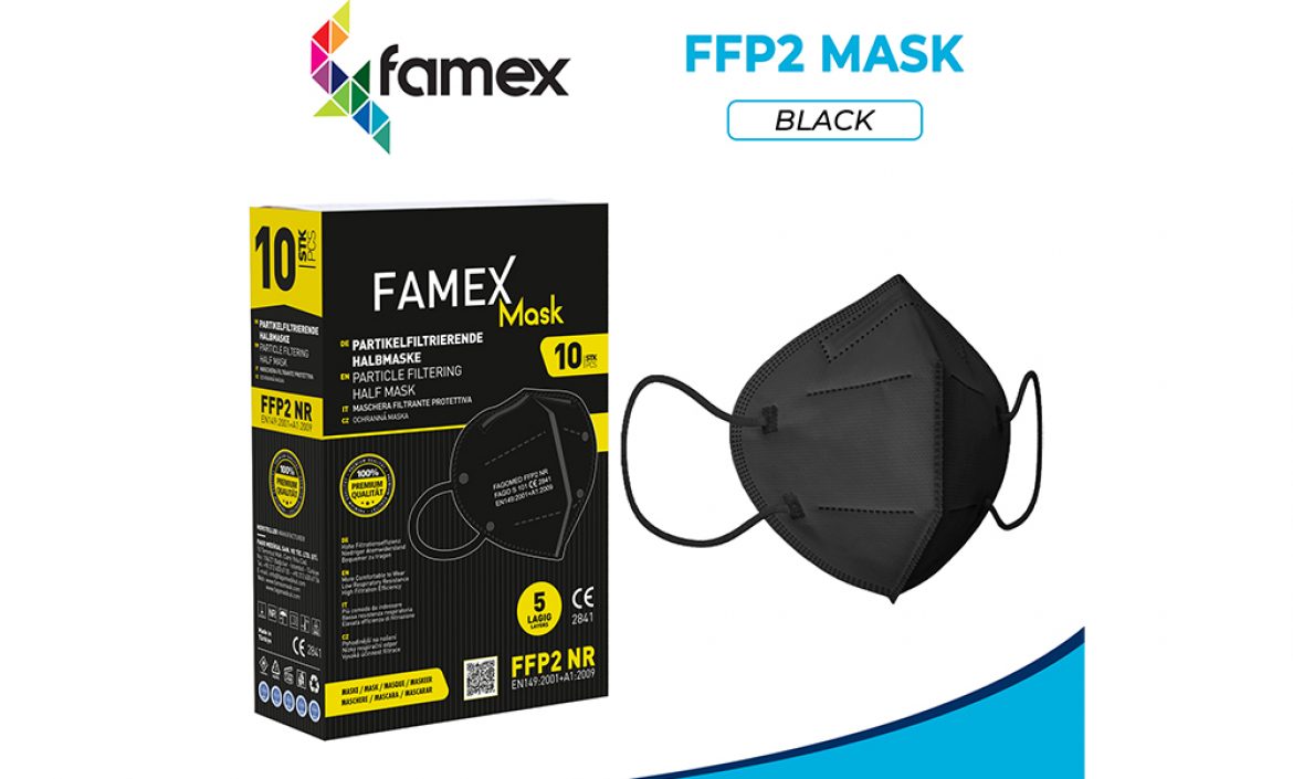 Schwarze-FFP2-Maske-mit-Gummibändern-zur-Befestigung