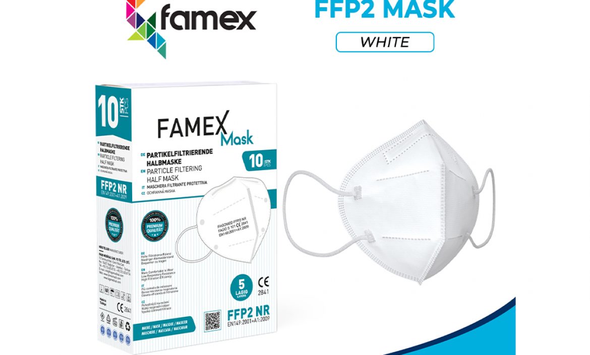 Weiße-FFP2-Maske-mit-Gummibändern-zur-Befestigung